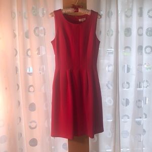 Bright pink Calvin Klein neoprene pleated dress